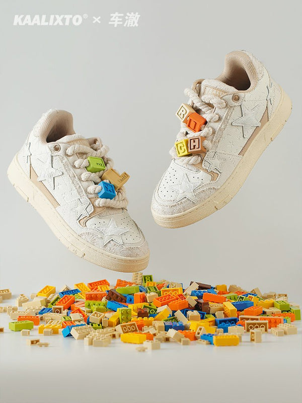 KAALIXTO Beige Star Sneakers - COPPING THREADS - KAALIXTO