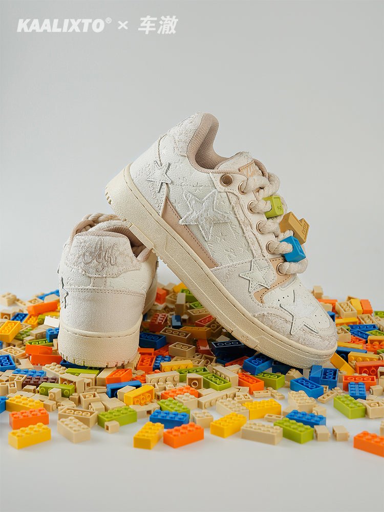 KAALIXTO Beige Star Sneakers - COPPING THREADS - KAALIXTO