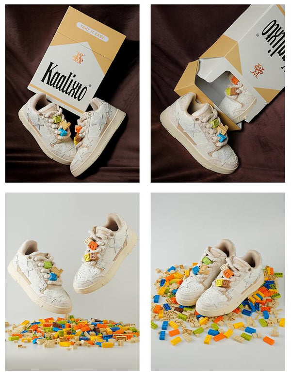 KAALIXTO Beige Star Sneakers - COPPING THREADS - KAALIXTO