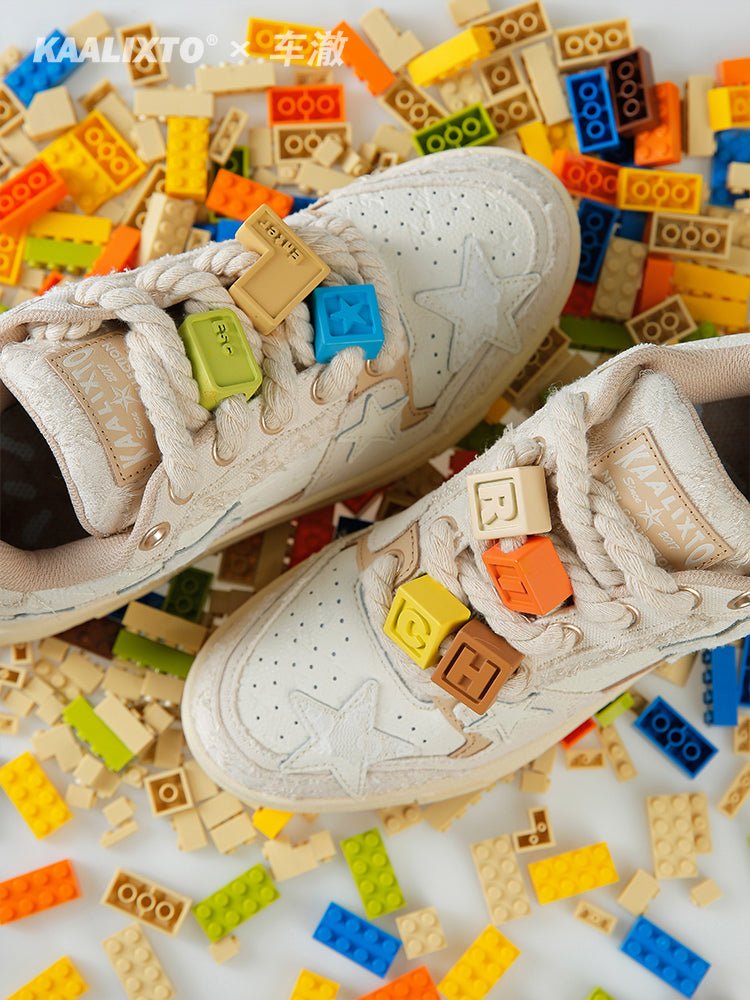 KAALIXTO Beige Star Sneakers - COPPING THREADS - KAALIXTO