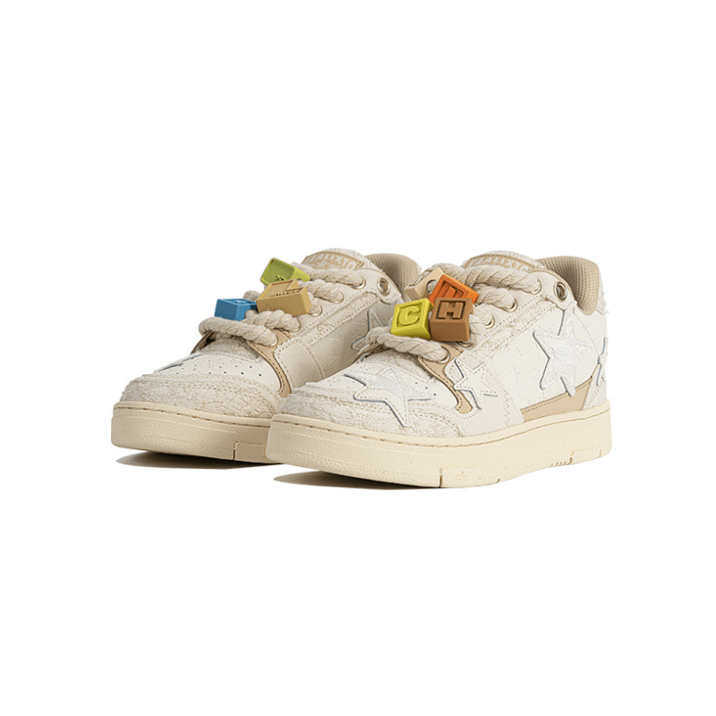 KAALIXTO Beige Star Sneakers - COPPING THREADS - KAALIXTO