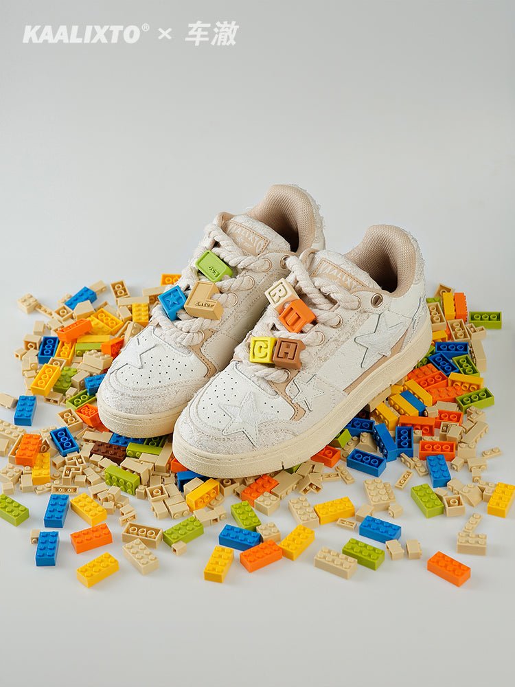 KAALIXTO Beige Star Sneakers - COPPING THREADS - KAALIXTO