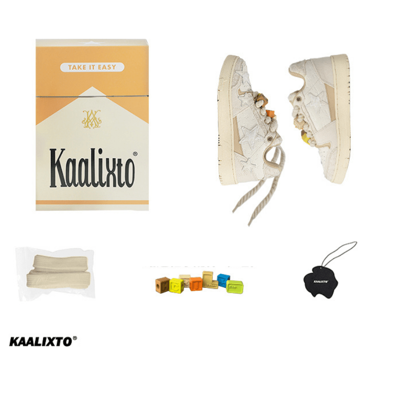 KAALIXTO Beige Star Sneakers - COPPING THREADS - KAALIXTO