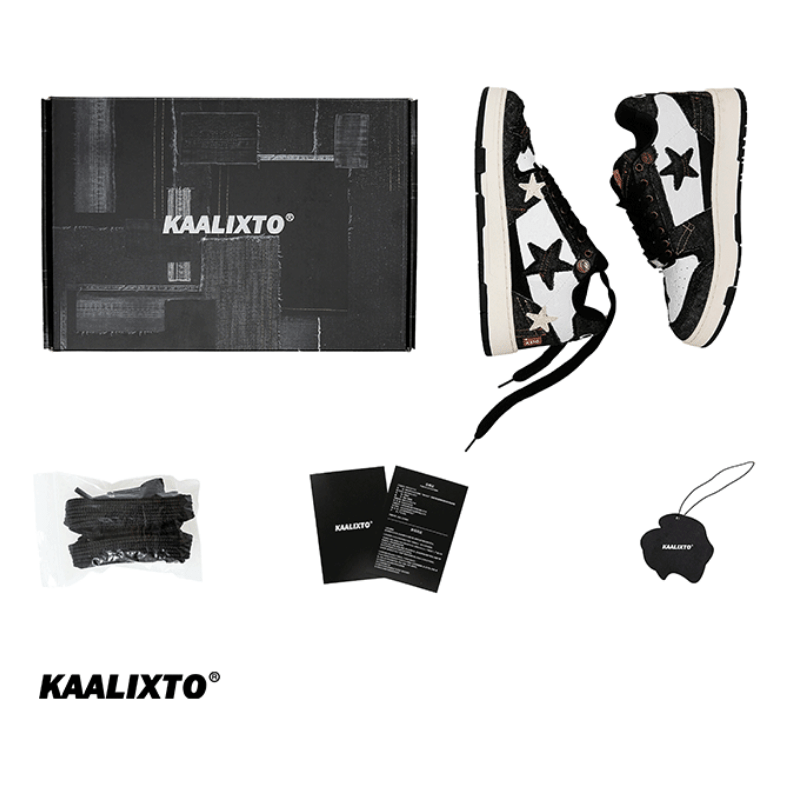 KAALIXTO Black Denim Star Sneakers - COPPING THREADS - KAALIXTO