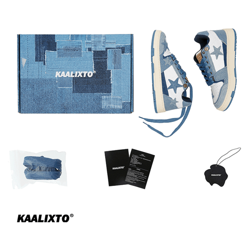 KAALIXTO Blue Denim Star Sneakers - COPPING THREADS - KAALIXTO