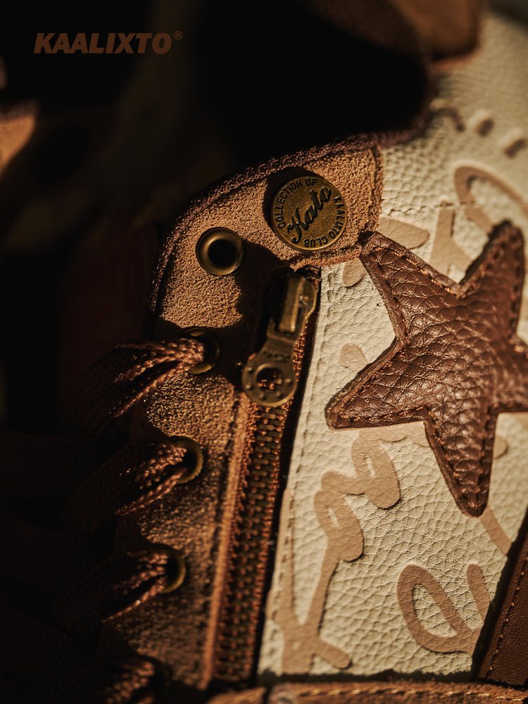 KAALIXTO Brown Star Sneakers - COPPING THREADS - KAALIXTO
