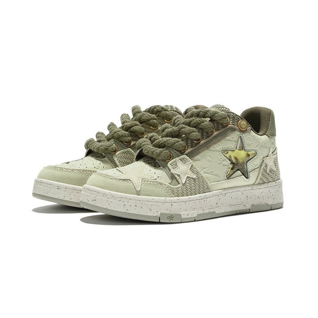 KAALIXTO Matcha Green Star Sneakers Main Image