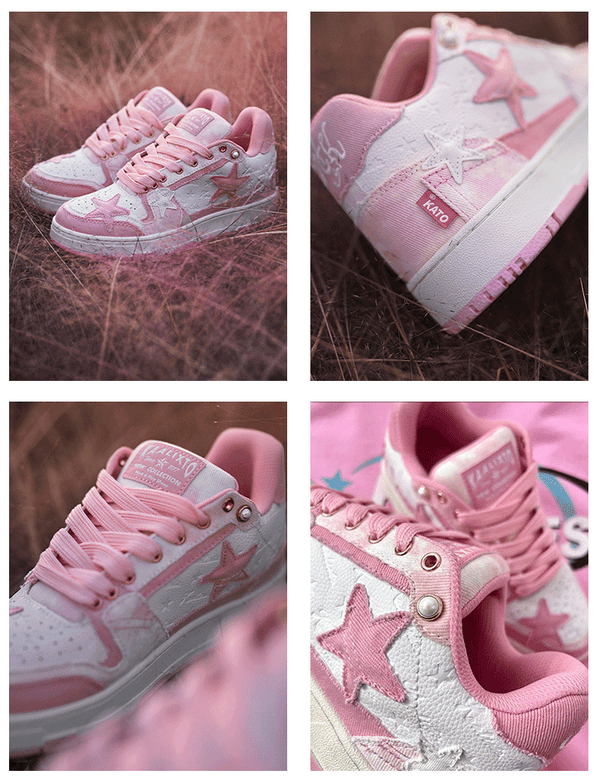 KAALIXTO Pink Denim Star Sneakers - COPPING THREADS - KAALIXTO