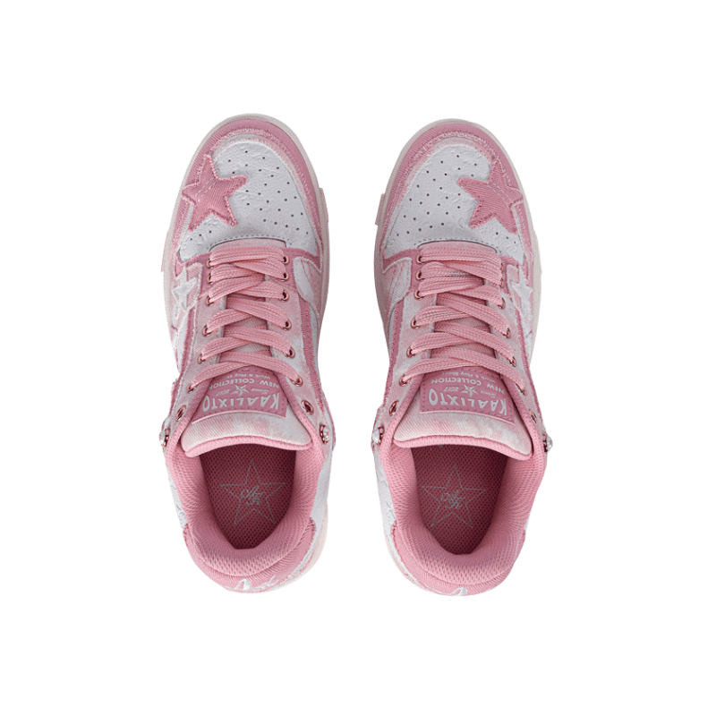 KAALIXTO Pink Denim Star Sneakers - COPPING THREADS - KAALIXTO