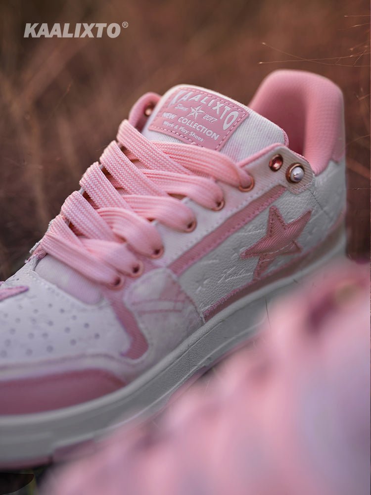 KAALIXTO Pink Denim Star Sneakers - COPPING THREADS - KAALIXTO