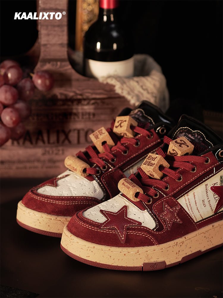 KAALIXTO Red Wine Star Sneakers - COPPING THREADS - KAALIXTO
