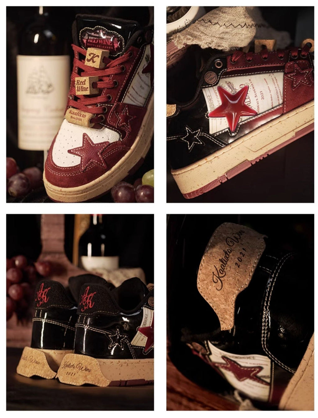 KAALIXTO Red Wine Star Sneakers - COPPING THREADS - KAALIXTO