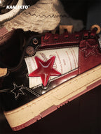KAALIXTO Red Wine Star Sneakers - COPPING THREADS - KAALIXTO