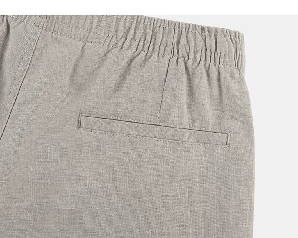IDLT shorts, beige back pocket.