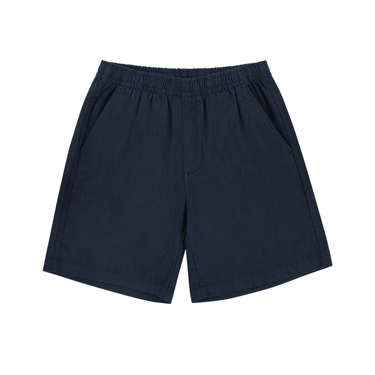 Relaxed Pull-On Shorts, navy front view.