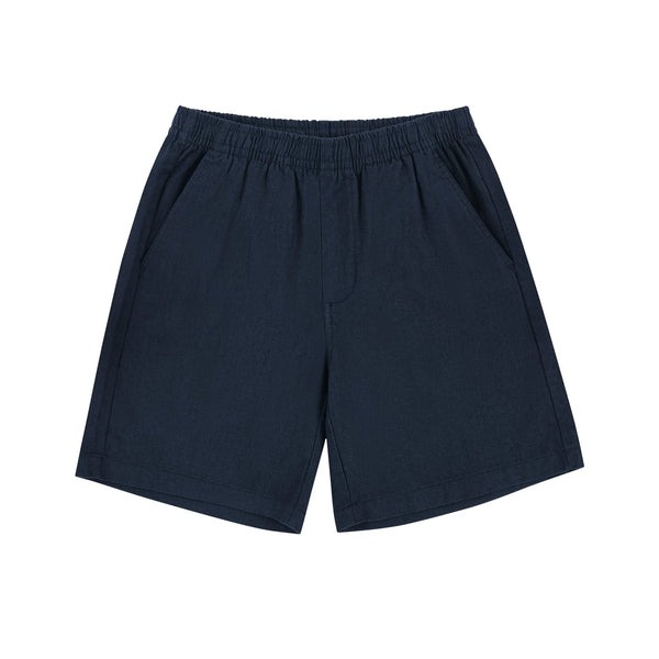 Relaxed Pull-On Shorts, navy front view.