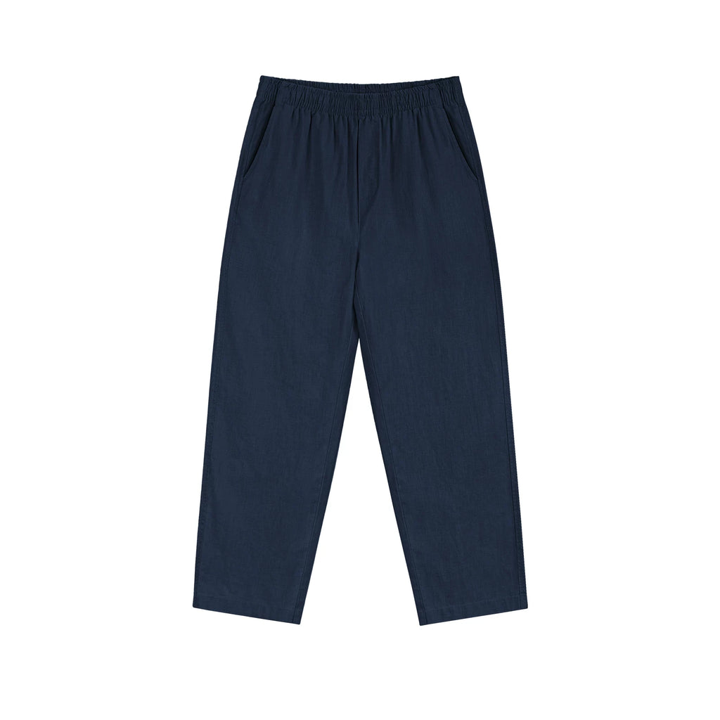 Relaxed Pull-On Pants, navy front view.