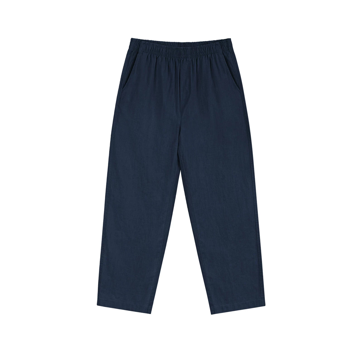 Relaxed Pull-On Pants, navy front view.