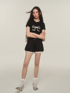 Lace Bow Tie Tee - COPPING THREADS - AYF