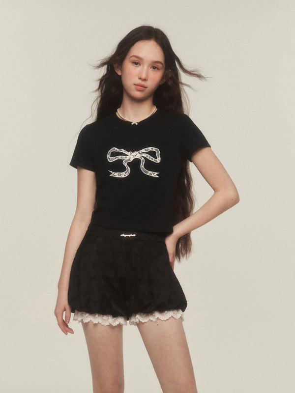 Lace Bow Tie Tee - COPPING THREADS - AYF