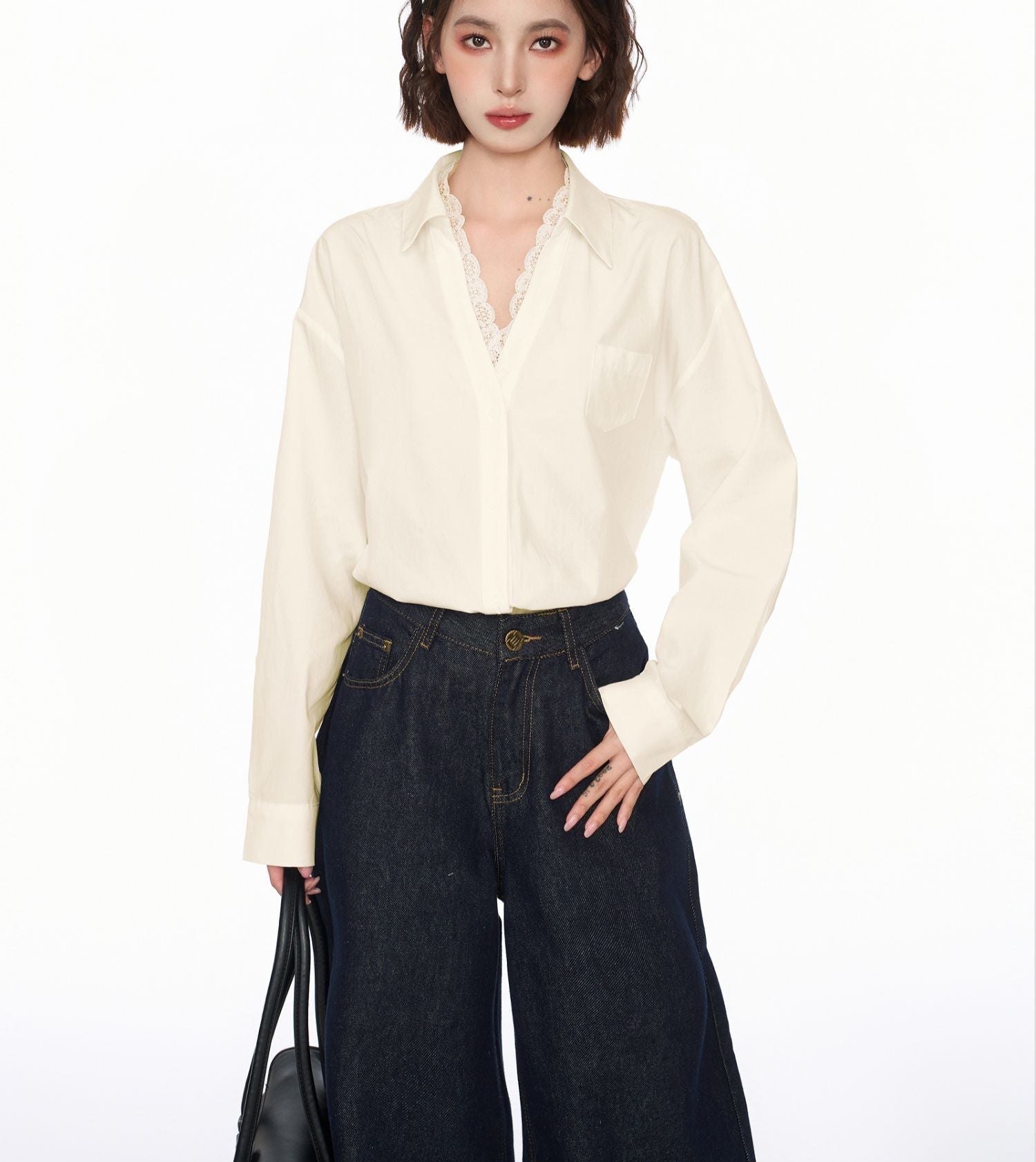 Lace Collar Long Sleeve Shirt - COPPING THREADS - CT Select