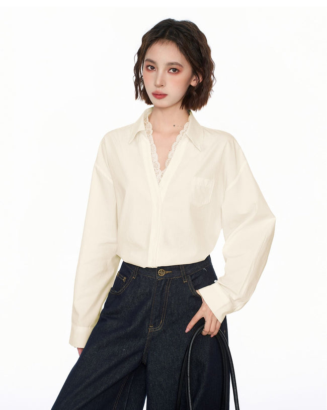Lace Collar Long Sleeve Shirt - COPPING THREADS - CT Select Hover Image