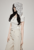 Lace Hooded Button Collar Knit Tee - COPPING THREADS - LulusMiracle