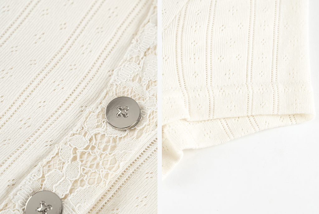 Lace Hooded Button Collar Knit Tee - COPPING THREADS - LulusMiracle