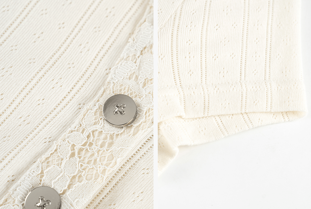 Lace Hooded Button Collar Knit Tee - COPPING THREADS - LulusMiracle