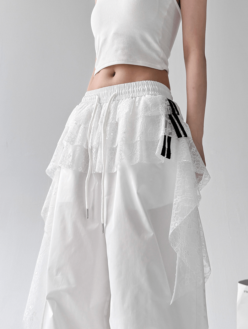Lace Layered Wide - Leg Cargo Pants - COPPING THREADS - CT Select
