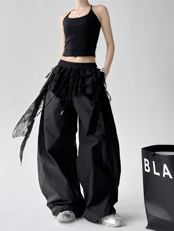 Lace Layered Wide - Leg Cargo Pants - COPPING THREADS - CT Select