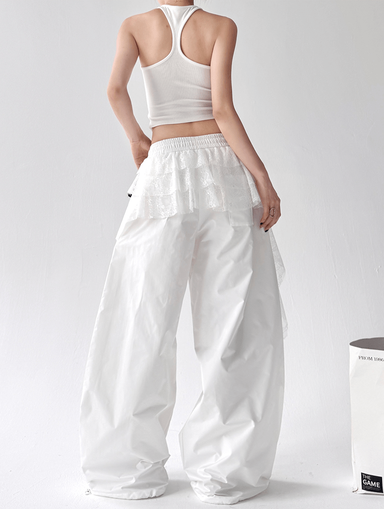 Lace Layered Wide - Leg Cargo Pants - COPPING THREADS - CT Select