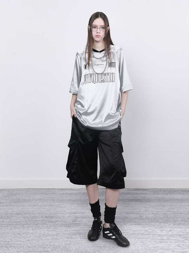 Jersey-T-Shirt mit Spitzen-Buchstaben-Print Main Image