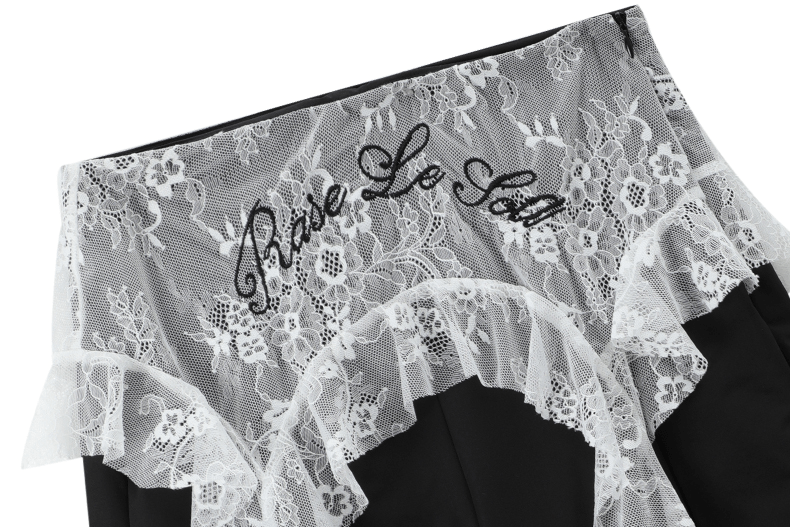 Lace Overlay Faux Two - Piece Parachute Cargo Pants - COPPING THREADS - CT Select