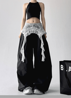 Lace Overlay Faux Two - Piece Parachute Cargo Pants - COPPING THREADS - CT Select