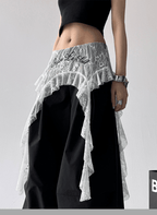 Lace Overlay Faux Two - Piece Parachute Cargo Pants - COPPING THREADS - CT Select