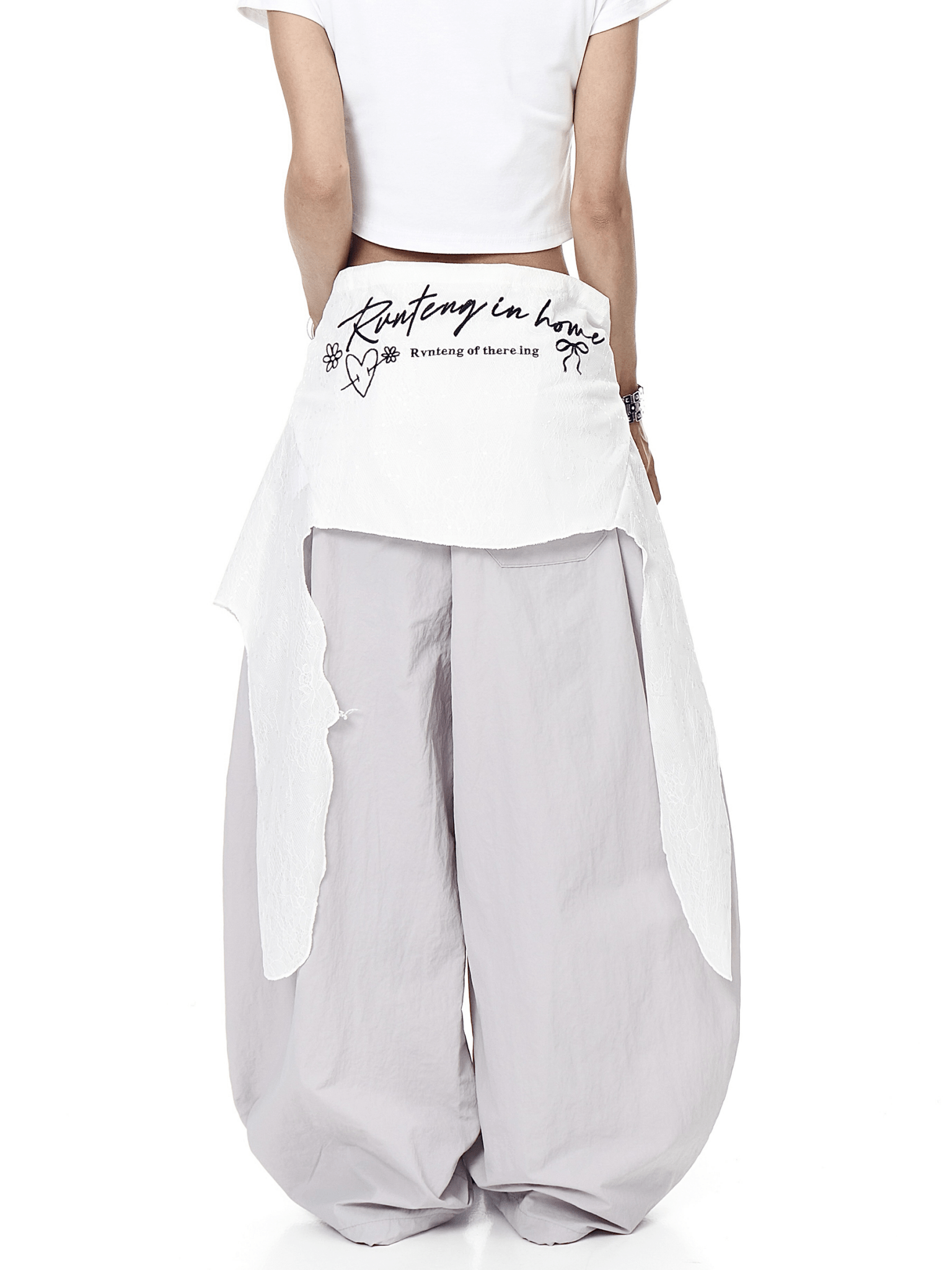 Lace Overlay Layered Parachute Trousers - COPPING THREADS - CT Select