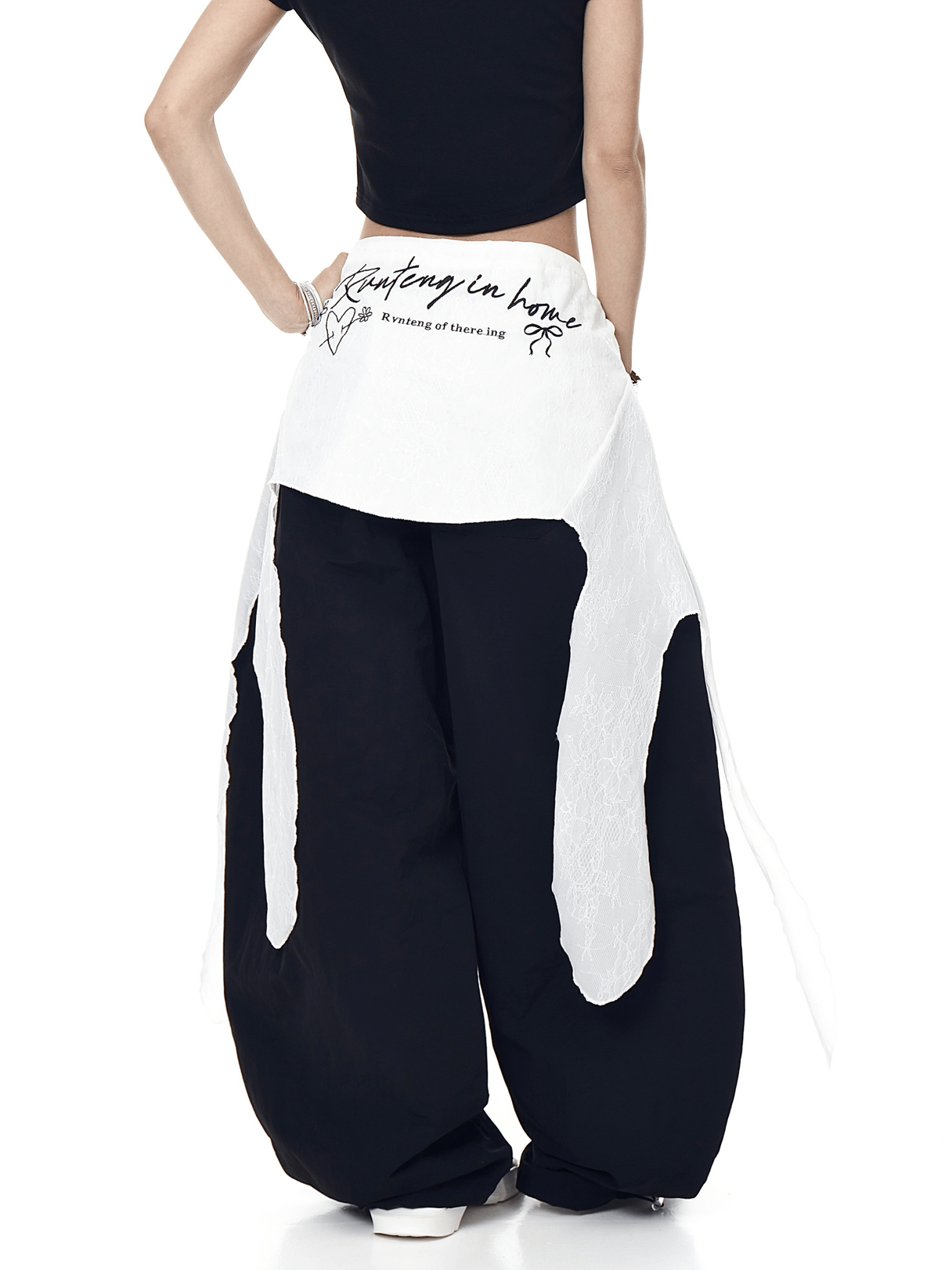 Lace Overlay Layered Parachute Trousers - COPPING THREADS - CT Select