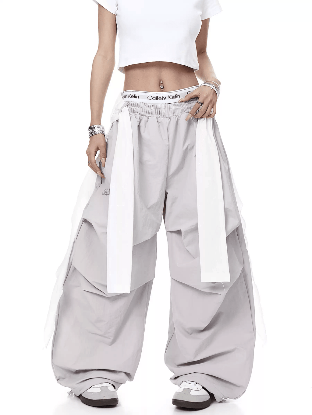 Lace Overlay Layered Parachute Trousers - COPPING THREADS - CT Select