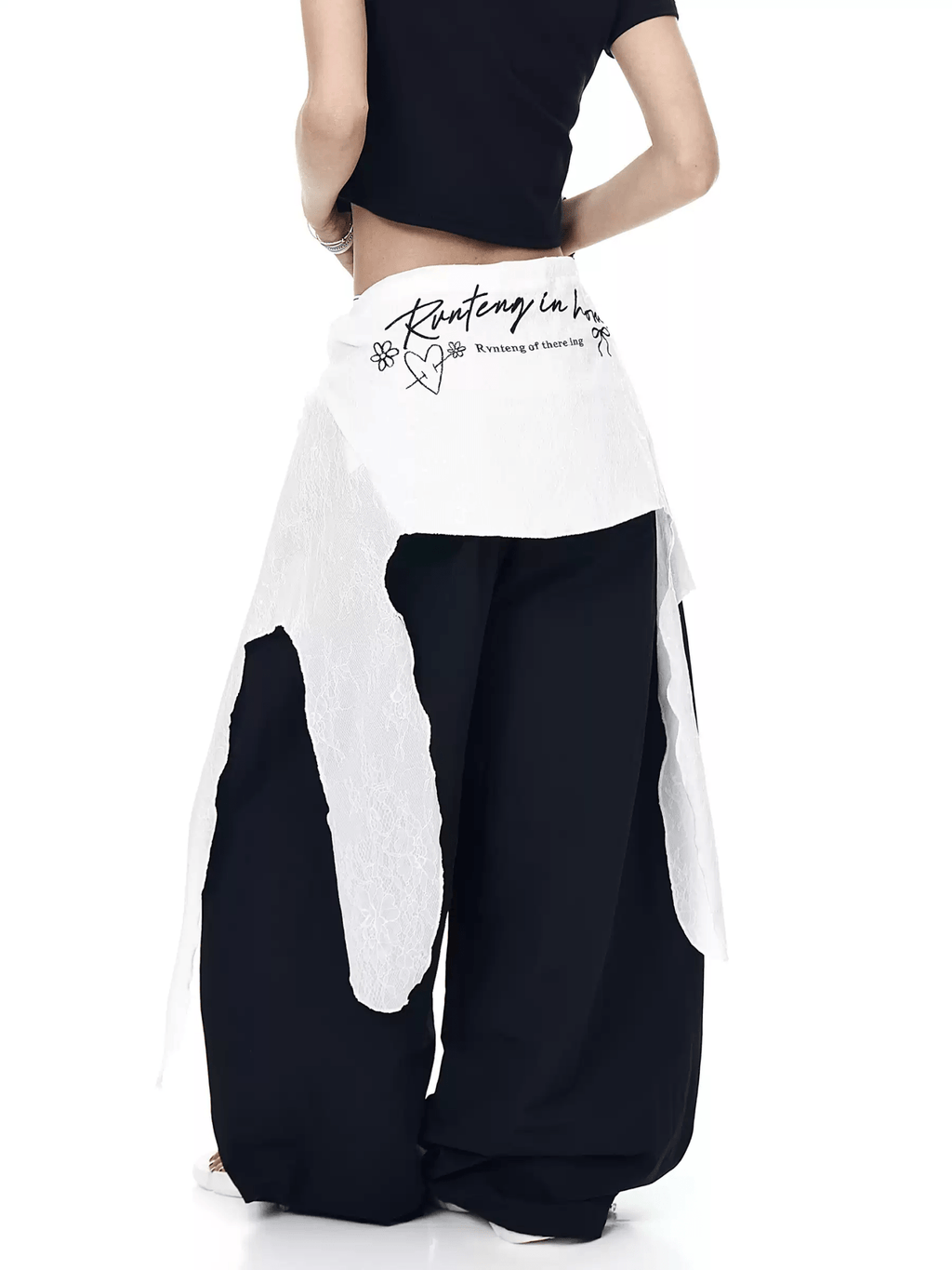 Lace Overlay Layered Parachute Trousers - COPPING THREADS - CT Select