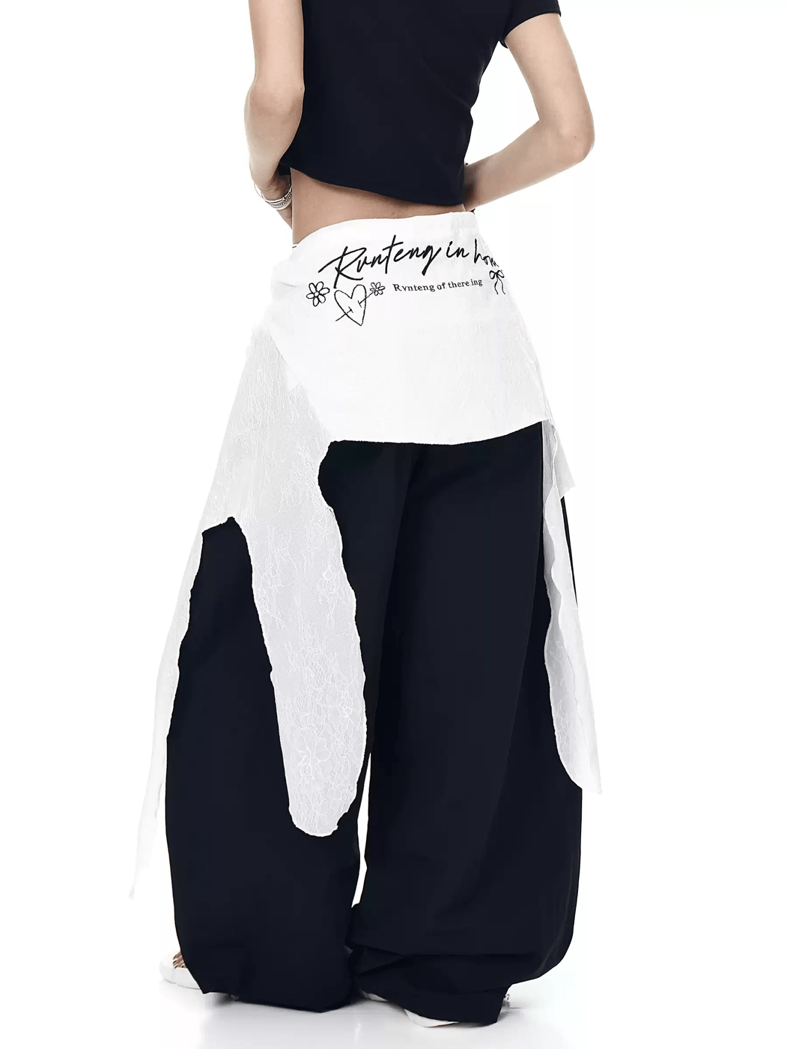 Lace Overlay Layered Parachute Trousers - COPPING THREADS - CT Select