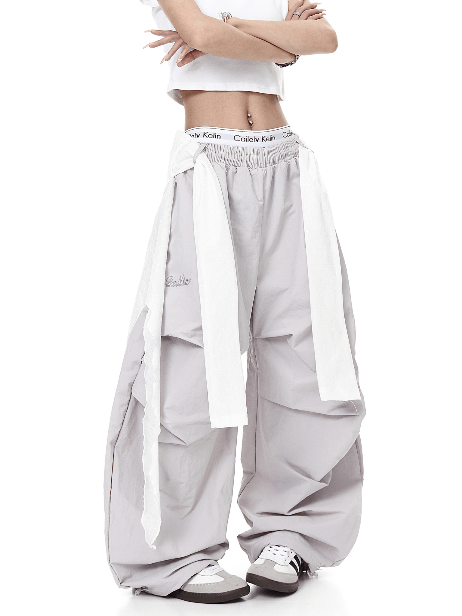 Lace Overlay Layered Parachute Trousers - COPPING THREADS - CT Select