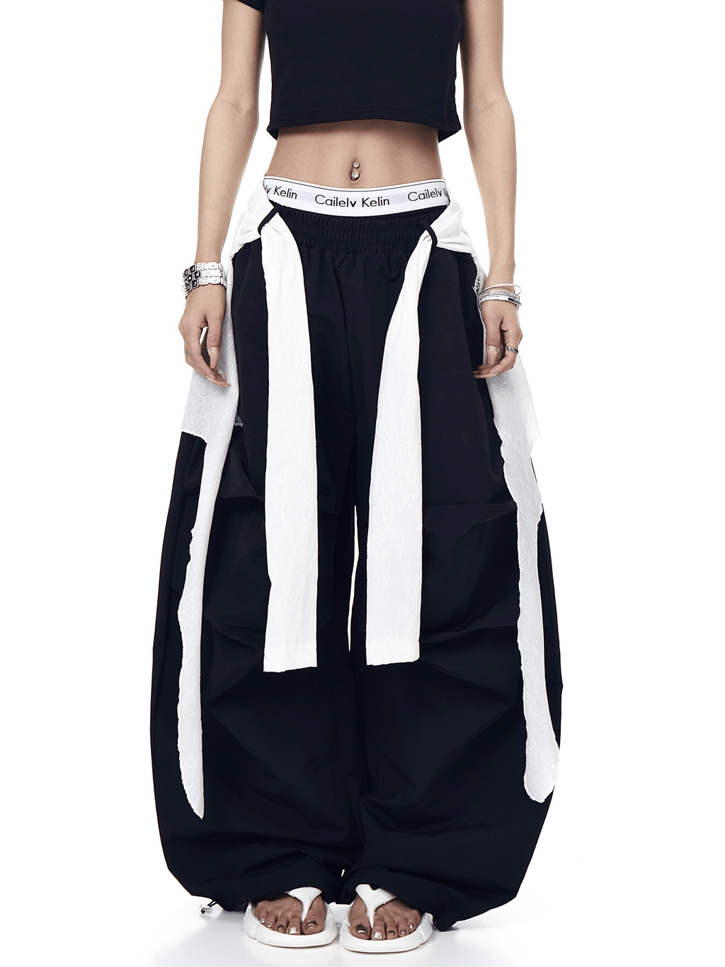 Lace Overlay Layered Parachute Trousers - COPPING THREADS - CT Select