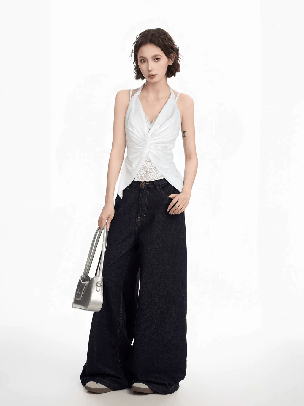 Lace Panel Faux Two - Piece Halter Tank Top - COPPING THREADS - CT Select