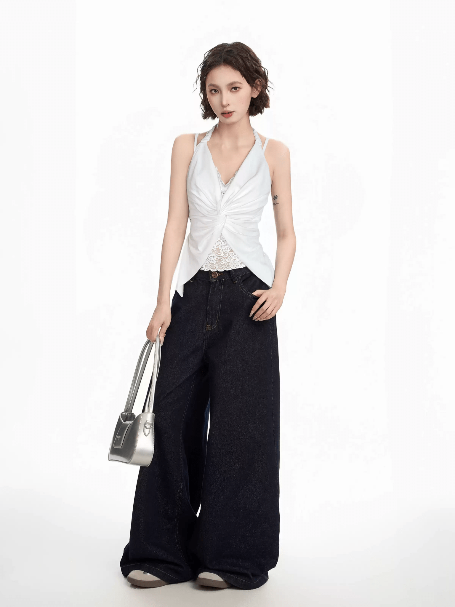 Lace Panel Faux Two - Piece Halter Tank Top - COPPING THREADS - CT Select