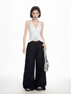 Lace Panel Faux Two - Piece Halter Tank Top - COPPING THREADS - CT Select