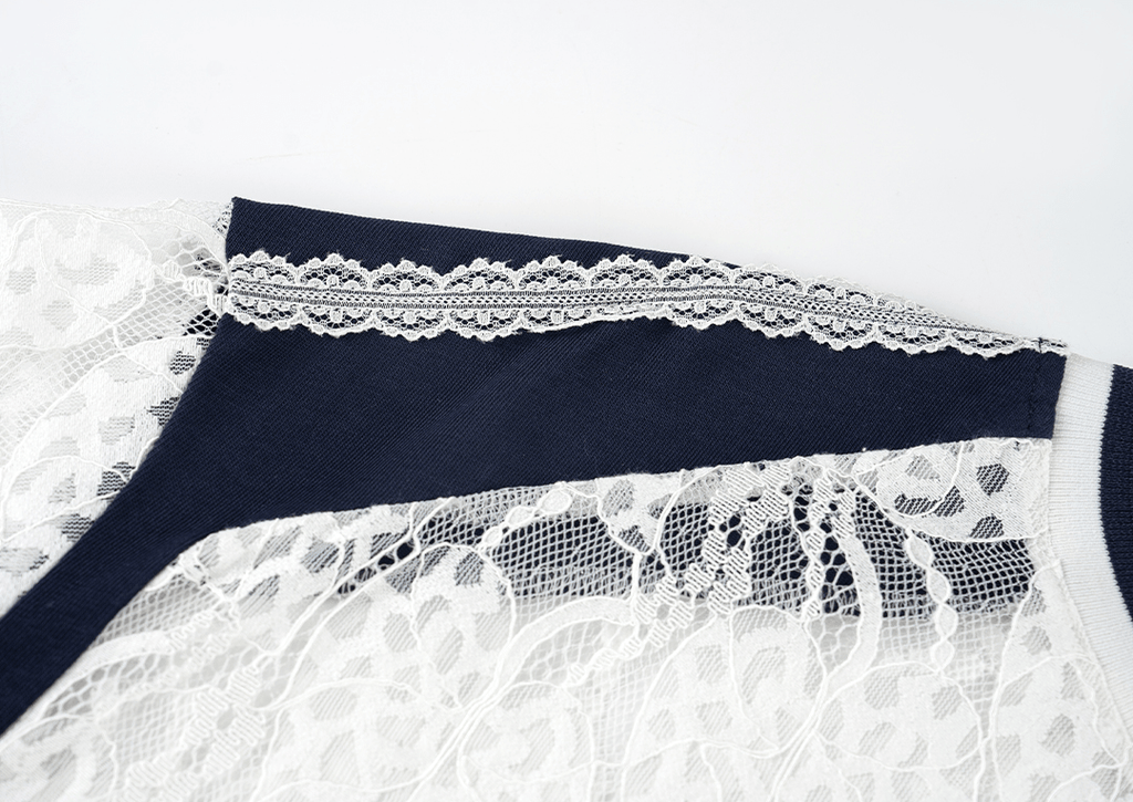 Lace Panel Jersey Tee and Ruffle Mini Skirt Set - COPPING THREADS - LulusMiracle