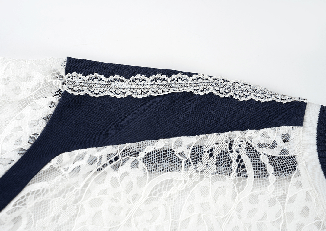 Lace Panel Jersey Tee and Ruffle Mini Skirt Set - COPPING THREADS - LulusMiracle