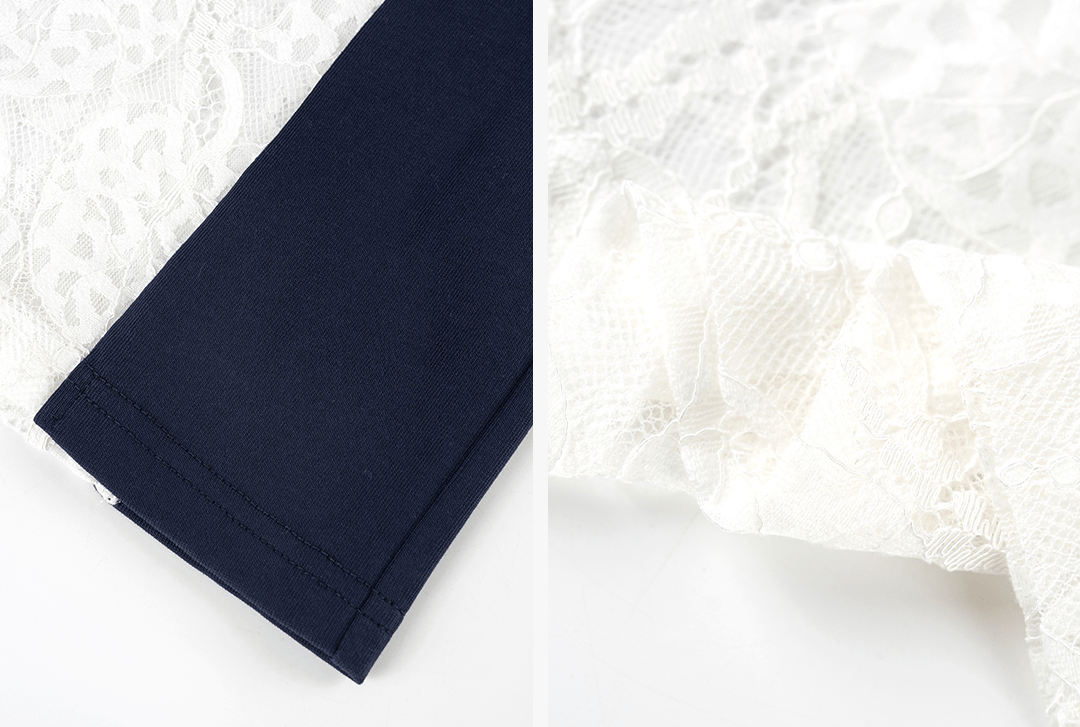 Lace Panel Jersey Tee and Ruffle Mini Skirt Set - COPPING THREADS - LulusMiracle