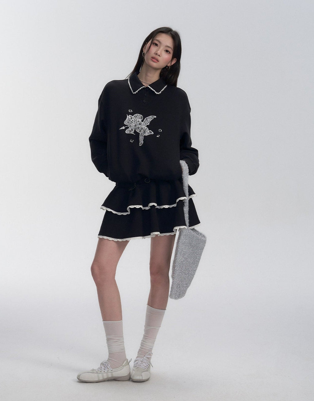 Lace Patchwork Sweatshirt Dress - COPPING THREADS - FRAGILE HEART